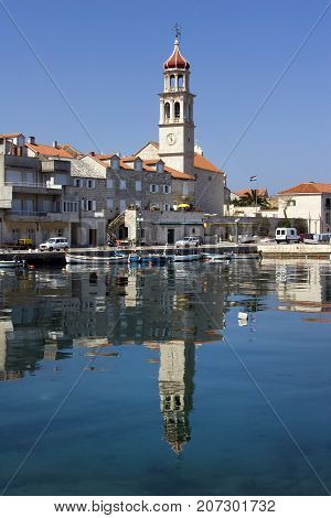 Parish Church of the Mary Assumption in Sutivan small fishermen and tourist village on Brac island in Croatia