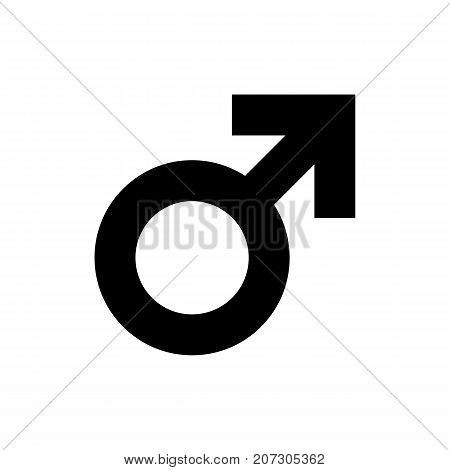 Male sex symbol icon. Black minimalist icon isolated on white background. Gender symbol simple silhouette. Web site page and mobile app design vector element.