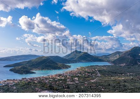 Bay of Nidri in Lefkas island Greece