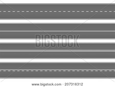 Road, street with asphalt. Highway. Way for transport. Isolated.Speedway.Vector illustration.