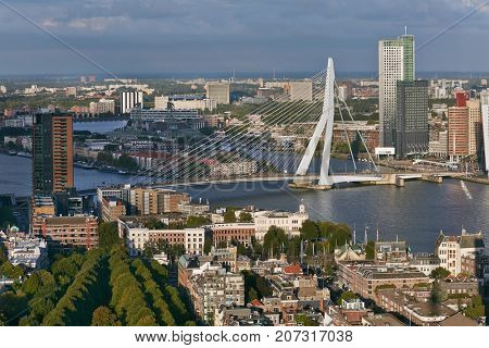 Rotterdam city center high angle view.