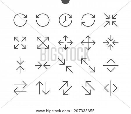 Arrows UI Pixel Perfect Well-crafted Vector Thin Line Icons 48x48 Ready for 24x24 Grid for Web Graphics and Apps with Editable Stroke. Simple Minimal Pictogram Part 3-5
