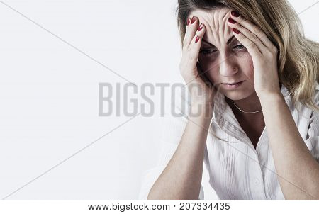 I Hate My Office Work. Young Business Woman Before A Difficult Decisions About Work. Low Wages Overt