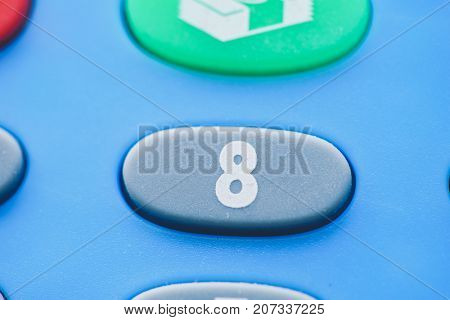 Close up Detail of a Calculator Keyboard,  Selective Focus on the Numbers on Keyboard