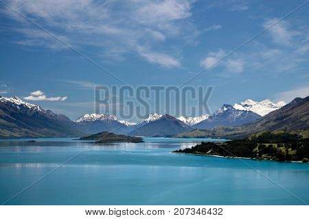 Mountain Range And Lake Wakatipu Between Queentown And Glenorchy Otago South Island New Zealand