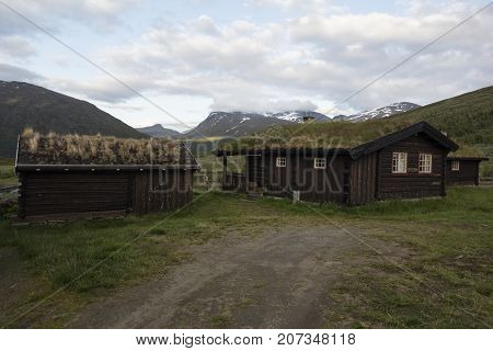 A Cabin In Norwegian Mountains Jotunheimen On A Wonderfull Day