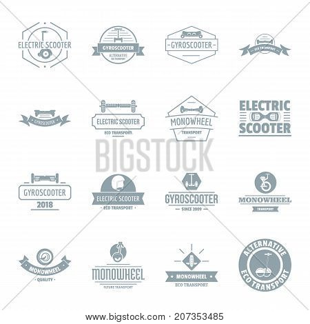 Balancing scooter logo icons set. Simple illustration of 16 balancing scooter logo vector icons for web