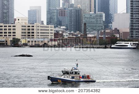 Nypd Boat Patrolling East River