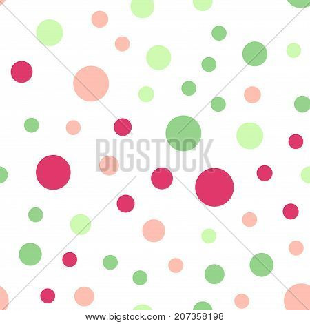 Colorful Polka Dots Seamless Pattern On White 20 Background. Resplendent Classic Colorful Polka Dots