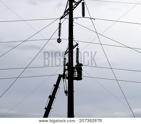 Assembly And Installation Of New Support Of A Power Line