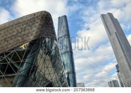 CANTON, CHINA - CIRCA JANUARY 2017: Guangzhou Opera House in Canton is a Chinese opera house designed by Iraqi architect Zaha Hadid, opened in 2010.