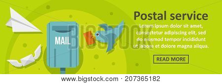 Postal service banner horizontal concept. Flat illustration of postal service banner horizontal vector concept for web design