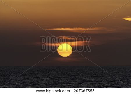 amazing colorful sunset off the coast of the Netherlands