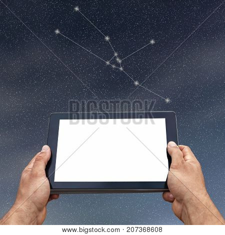 Astrology, Horoscope, Technology And People Concept. Taurus Constellation. Zodiac Sign