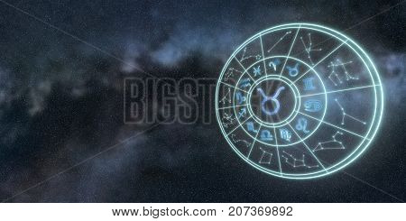 Light Symbols Of Zodiac And Horoscope Circle, Taurus Zodiac Sign