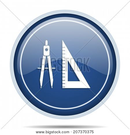 Learning blue round web icon. Circle isolated internet button for webdesign and smartphone applications.