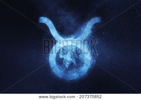 Taurus Zodiac Sign. Abstract Night Sky Background
