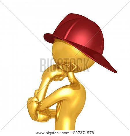 The Original Fireman 3D Character Illustration In Contemplation