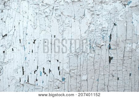 Old Wooden Painted Light Blue Rustic Background, Paint Peeling