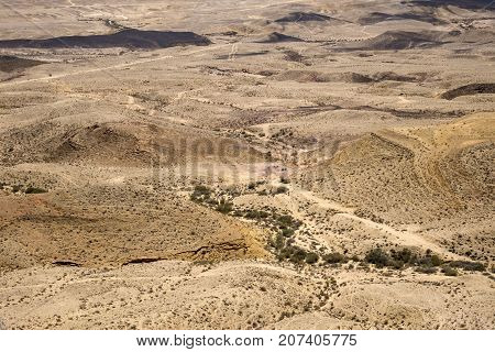 Landscape of the large crater Ha-Makhtesh Ha-Gadol in the Negev desert (Israel)
