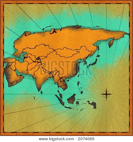 Ručně tažené mapa Asie