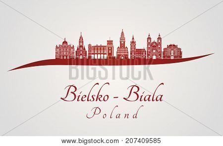 Bielsko-biala Skyline In Red