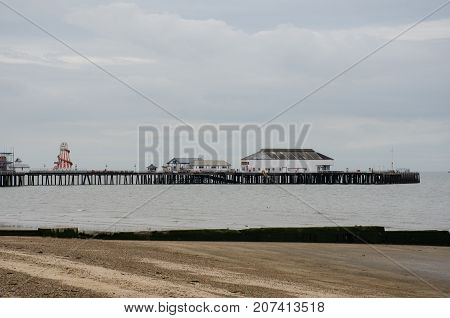 Pier at seaside town out of season at Clacton