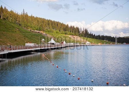 Mountain lake in the mountains of the Carpathians.