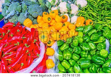 The Species Of Bell Pepper In Antalya Market