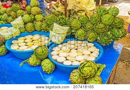 Artichokes In Antalya Market Stall