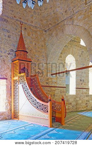 The Wooden Minbar In Ulu Mosque, Antalya