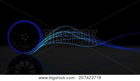 Tire Luminous Tread And Glowing Wake
