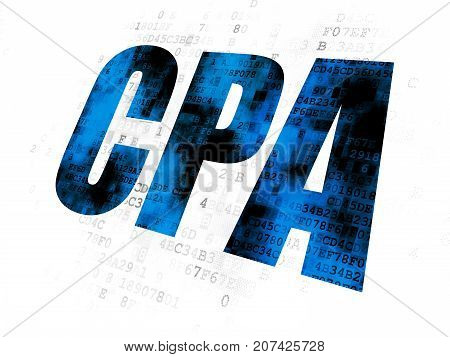 Finance concept: Pixelated blue text CPA on Digital background