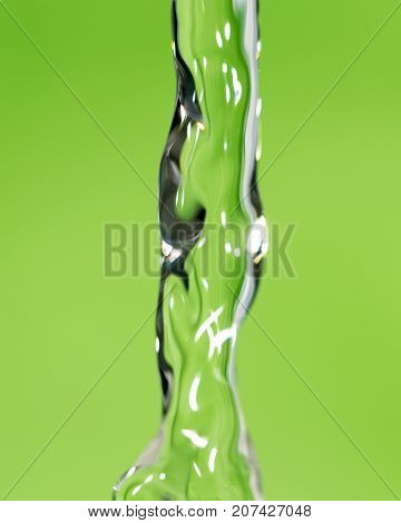 a jet of water on a green background