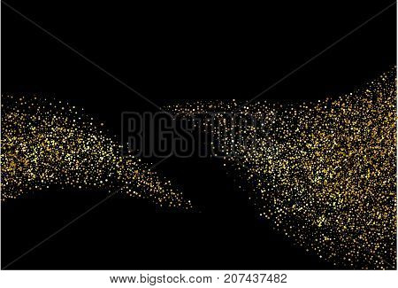Gold glitter background. Golden dust in black