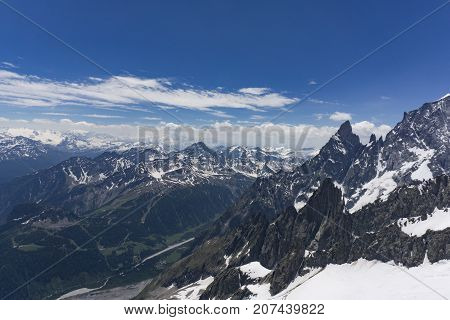 A view of the Aosta Valley from the summit of Punta Helbronner.