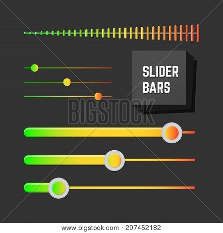 Colorfull slider bars set. UI design collection.