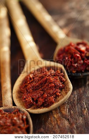 Traditional home-made  ajika - red hot chilles paste