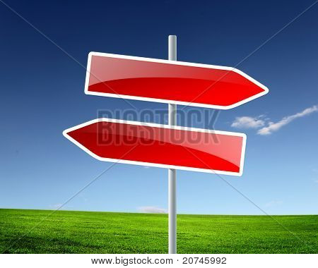 백그라운드에 푸른 하늘에 대 한 두 개의로 표지판