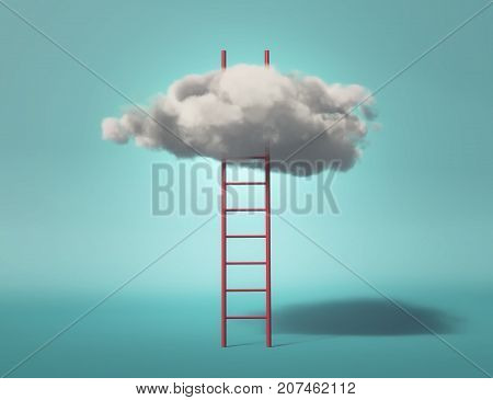 Ladder leading to a clouds. This is a 3d render illustration