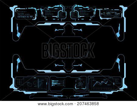 Sci-Fi UI Pack. Futuristic user interface. HUD interface. Touch panel. Game interface. Element of the interface. A sight on a spaceship.