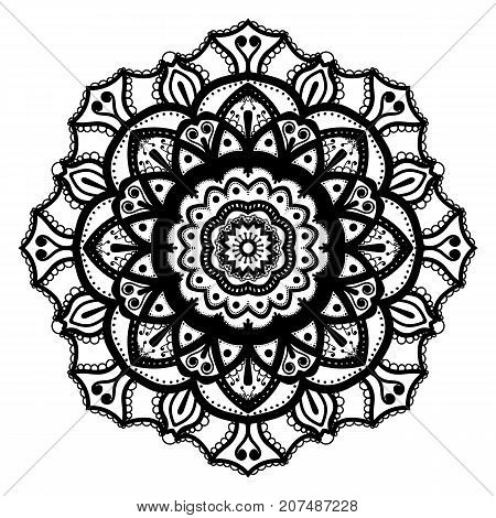 Flower Mandala. Vintage decorative elements. Oriental pattern, vector illustration. Coloring book page. Islam, Arabic, Indian, moroccan spain turkish mystic ottoman motifs