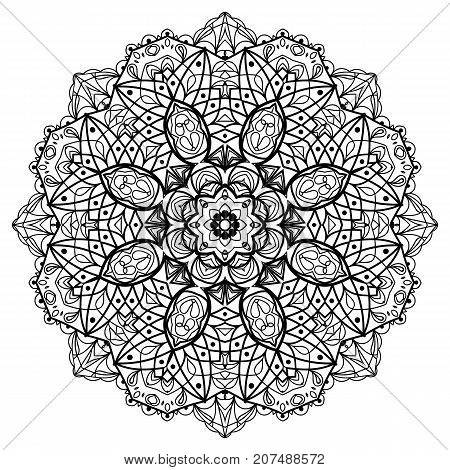 Flower Mandala. Vintage decorative elements. Oriental pattern, vector illustration. Coloring book page. Islam, Arabic, Indian, moroccan spain turkish mystic ottoman motifs