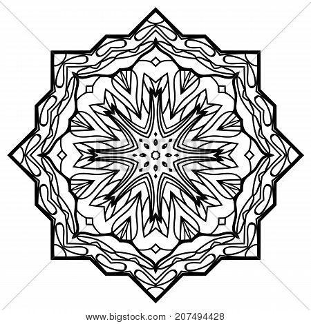 Flower Mandala. Vintage decorative elements. Oriental pattern, vector illustration. Coloring book page. Islam, Arabic, Indian, moroccan spain turkish mystic ottoman motifs