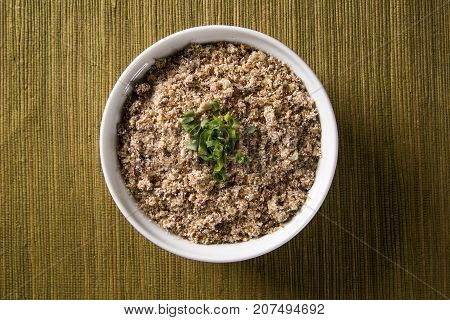 Farofa, A Toasted Cassava Flour Mixture.