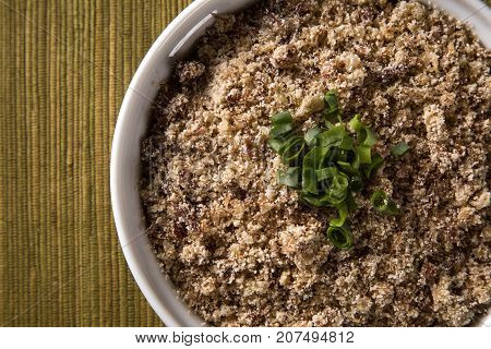 Farofa, A Toasted Cassava Flour Mixture.