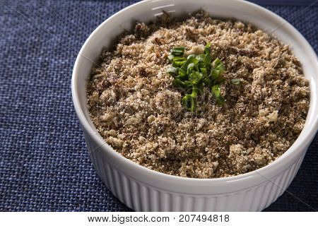 Farofa, A Toasted Cassava Flour Mixture.