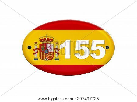 Illustration Spain flag with the number 155 in reference to article 155 of the Spanish constitution.