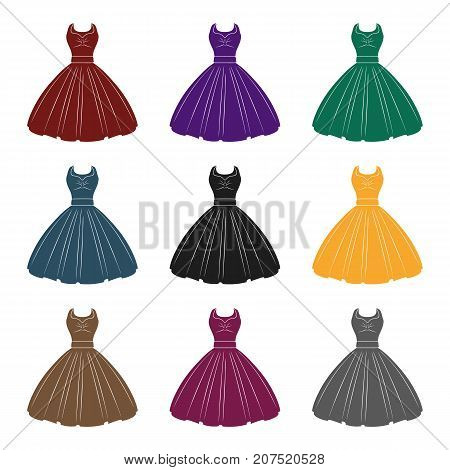 White fluffy wedding dress for a girl. Wedding wear.Women clothing single icon in black style vector symbol stock web illustration.