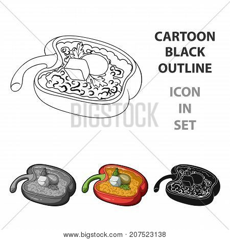 Red sweet pepper stuffed with vegetables.Healthy vegetarian dish.Vegetarian Dishes single icon in cartoon style vector symbol stock web illustration.